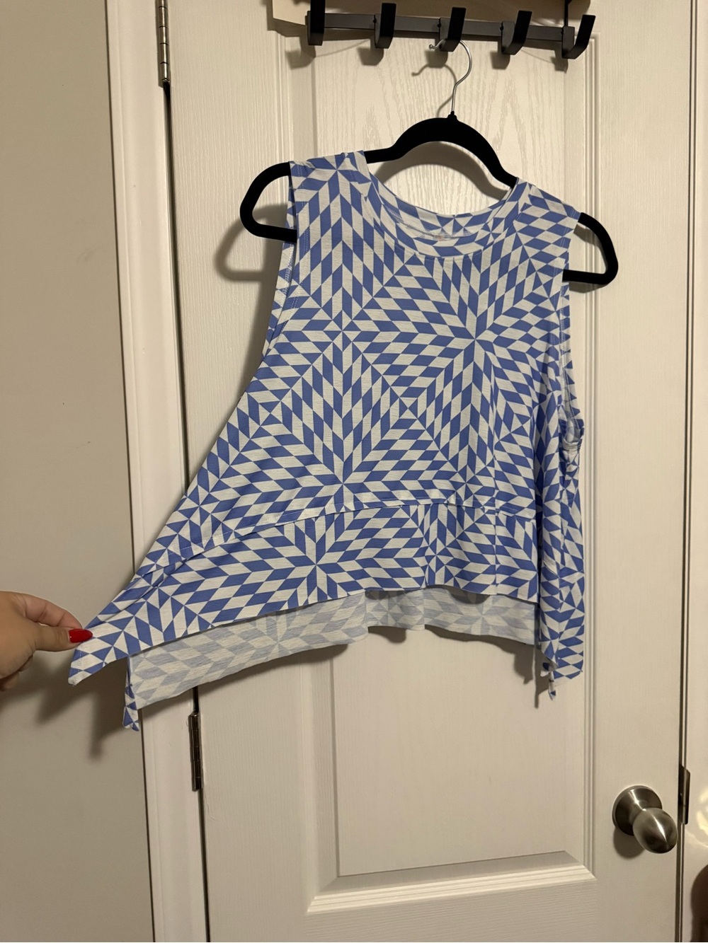 Oversized free people Sleeveless Blue Geometric top - Picture 4 of 9